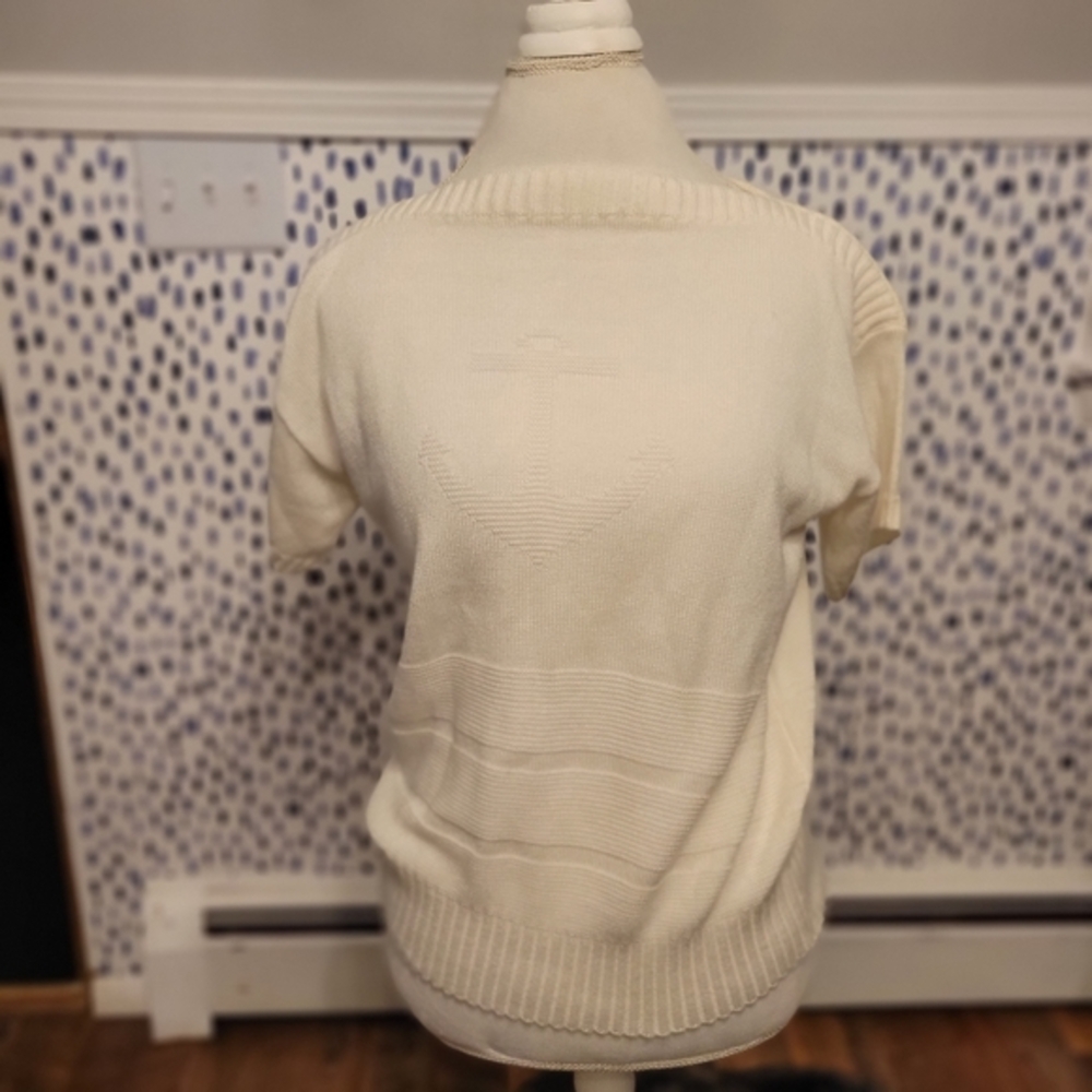 Vintage‎ white wide shoulder cut sweater womens medium